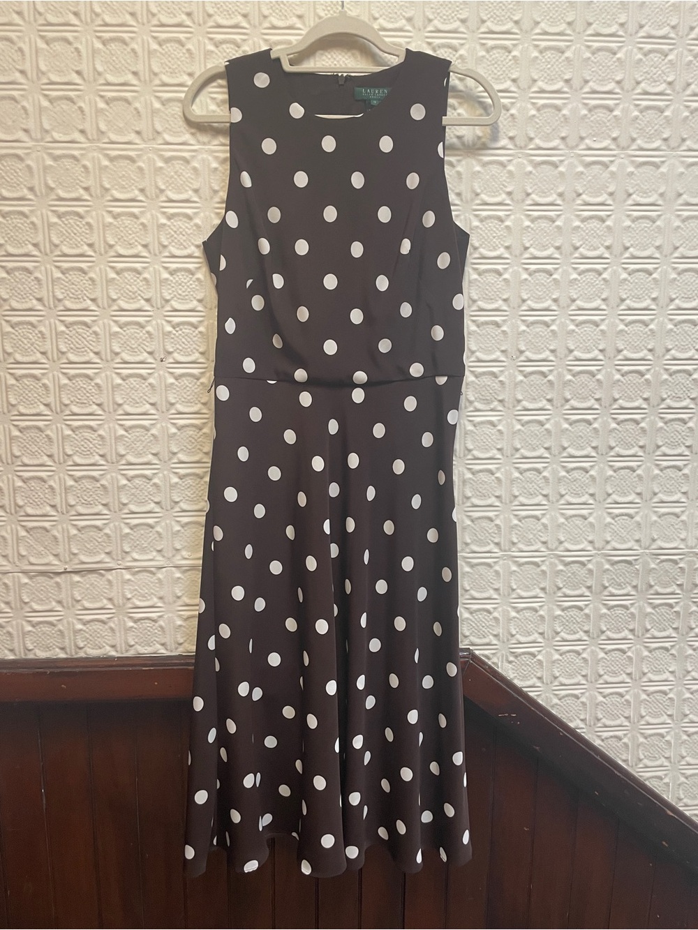 Lauren/Ralph Lauren Brown Dress with White Polka Dots